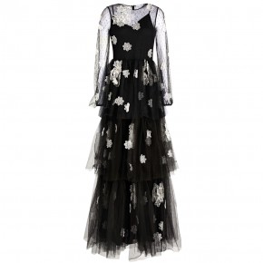 RED Valentino Black Lace d'esprit floral maxi dress 