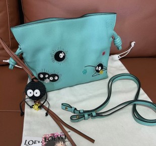 Loewe x Spirited Away Susuwatari Flamenco leather clutch bag Studio Ghibli limited edition