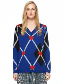 MSGM Navy heart knitted jumper