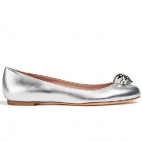 ALEXANDER MCQUEEN Embellished metallic leather ballet flats