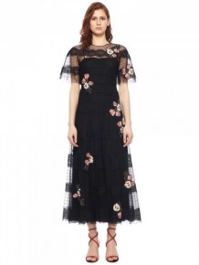 RED Valentino Black Floral Maxi Dress