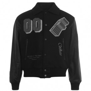 OFF WHITE VARSITY LEATHER JACKET