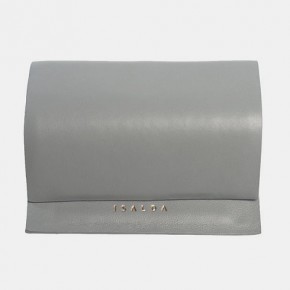 JUN grey leather wallet with coins bag