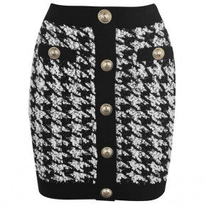 BALMAIN Button Tweed Skirt
