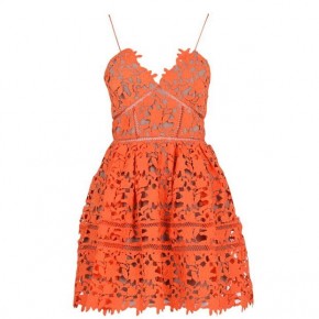 SELF PORTRAIT AZALEA MINI DRESS IN ORANGE