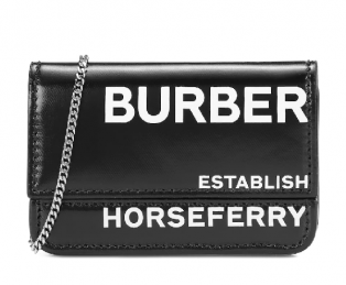 BURBERRY Mini Black leather bag LOGO PRINT COAT CANVAS CHAIN WALLET 2021