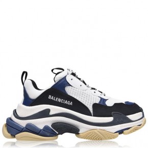 BALENCIAGA Triple S White& Black& Blue Trainers