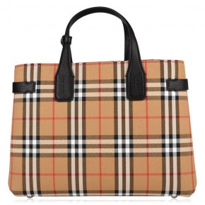 BURBERRY MEDIUM BANNER LEATHER AND VINTAGE CHECK BAG