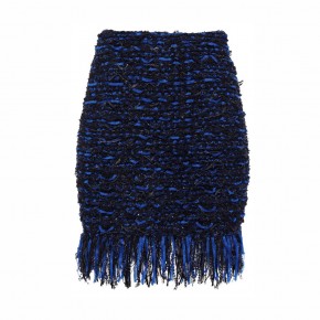 BALMAIN Fringed metallic bouclé knit mini skirt