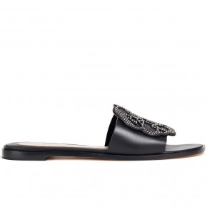 ALEXANDER MCQUEEN Black Studded leather slides