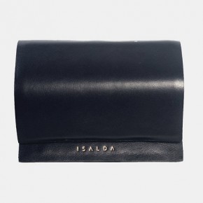 JUN black leather wallet with coins bag