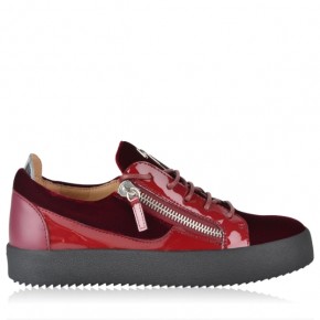 GIUSEPPE ZANOTTI MAY VELVET PANEL LOW TOP TRAINERS