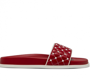 VALENTINO GARAVANI Rockstud Spike quilted leather slides