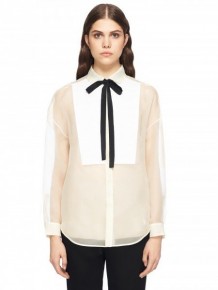 RED Valentino White Blouse with black ribbon