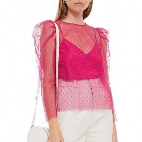 RED Valentino shocking pink dotted d'esprit top