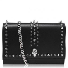 ALEXANDER MCQUEEN MINI SKULL BAG IN BLACK SILVER