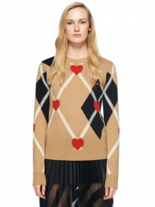 MSGM Argyle heart knitted jumper