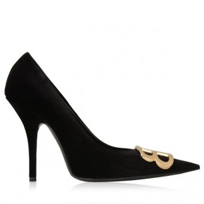 BALENCIAGA BB VELVET HEELED PUMPS