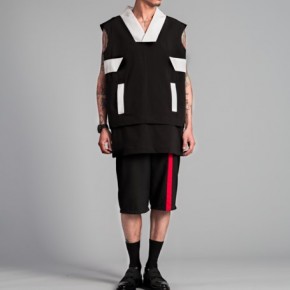 Oversized vest top with judo neckline