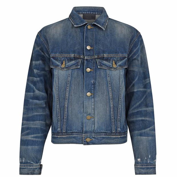 FEAR OF GOD ESSENTIALS Denim Trucker Jacket Distressed Indigo - I