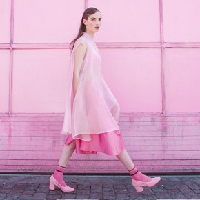 Pink silk chiffon dress two pieces