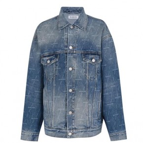 BALENCIAGA ALL OVER LOGO DENIM JACKET