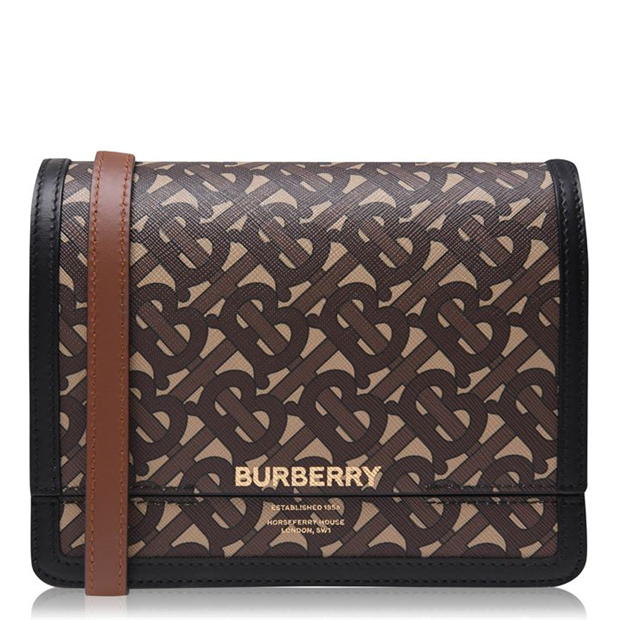 Burberry Brown/Black Monogram Coated Canvas And Leather Studded