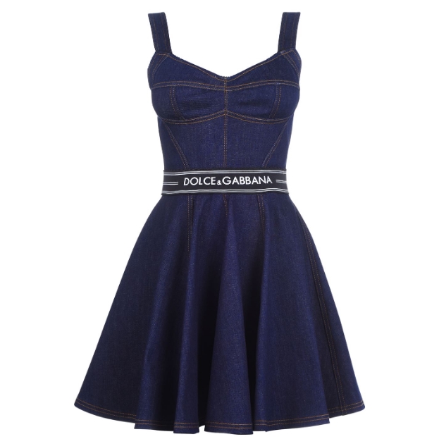 DOLCE AND GABBANA LOGO TAPE DENIM DRESS - I-MAGAZINE.TV