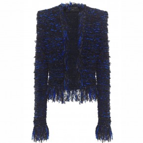 BALMAIN Fringed Embellished Bouclé knit Jacket