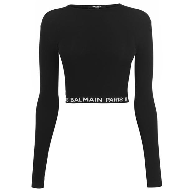 BALMAIN Long Sleeved Crop Top - I-MAGAZINE Inc