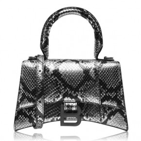 BALENCIAGA HOURGLASS XS SNAKE LEATHER BAG