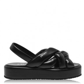 PRADA BLACK CHUNKY LOGO SANDALS