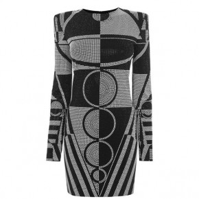 BALMAIN Black and Grey Dress